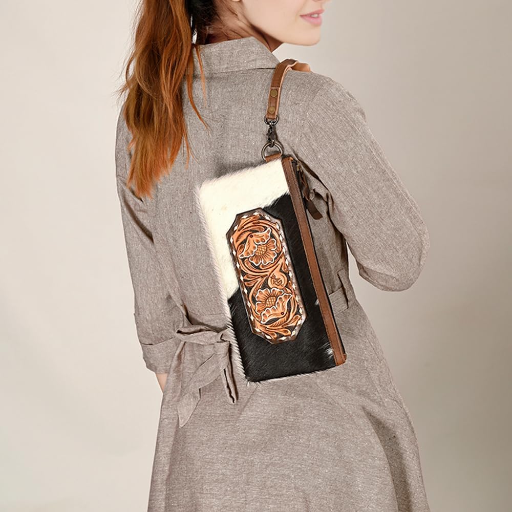 American Darling Wristlet Hair on Genuine Leather Western Women Bag | Handbag Purse Travel Clutch
