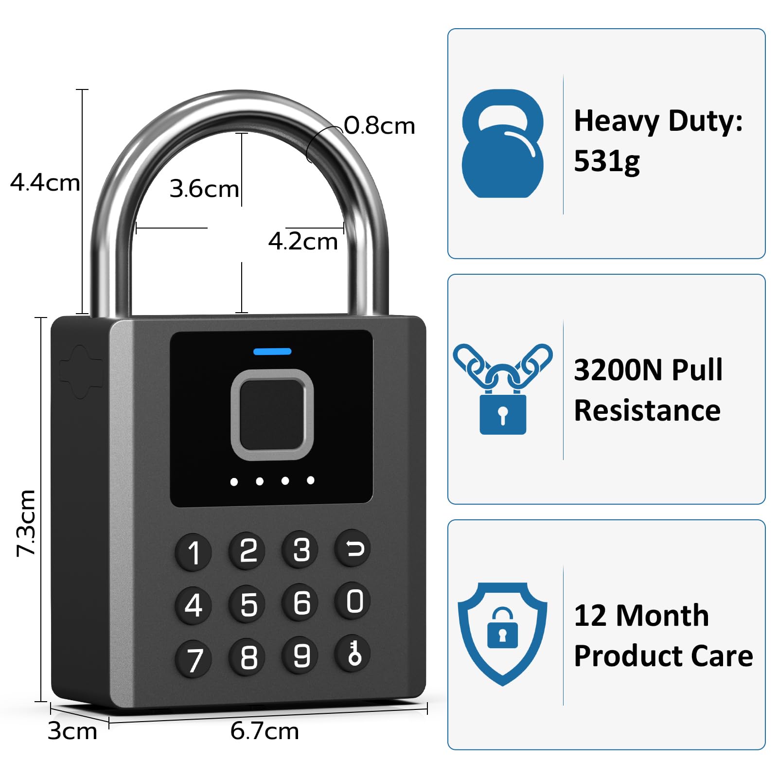 Eseesmart Candado inteligente con llave, combinación biométrica con aplicación Bluetooth, impermeable, para unidad de almacenamiento, valla al aire libre, cobertizo, gimnasio, escuela