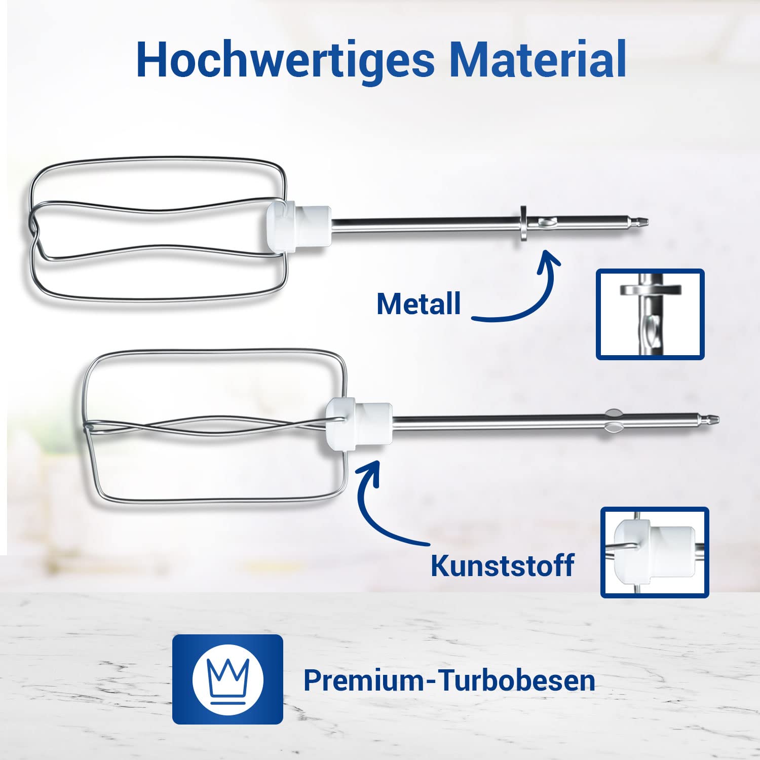 VIOKS Schneebesen SET 2x Ersatz für Handmixer Rührbesen Tefal SS-989633 & XJ901301- Turbobesen Ersatzteile für Handrührgeräte Moulinex Prep'Line 8141 & 8142