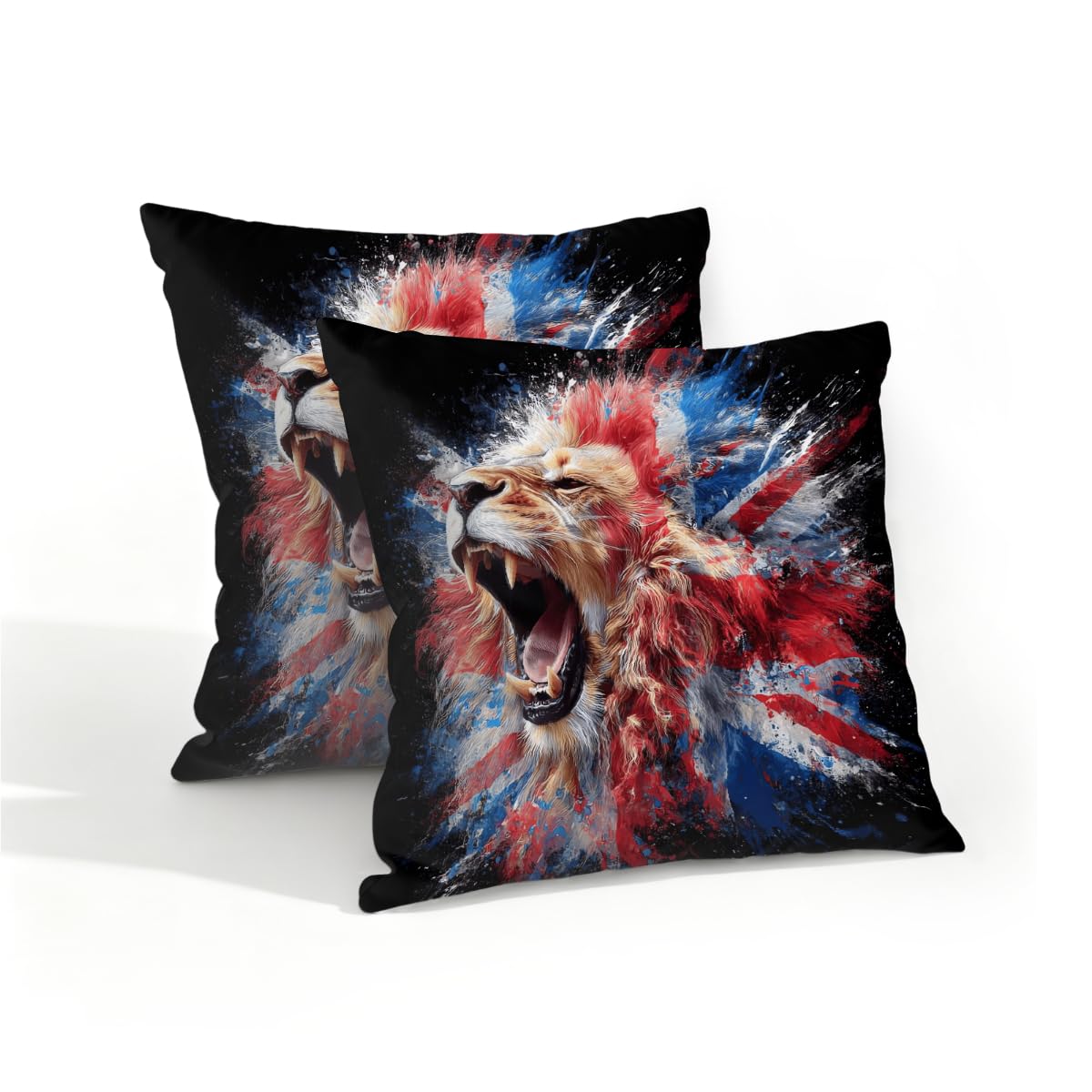 Outdoor Pillow Covers Waterproof Pillowcases 16x16in Set of 2 Independence Day Lion Artwork Decorative Throw Cushion Case for Couch Sofa Garden Patio Furniture