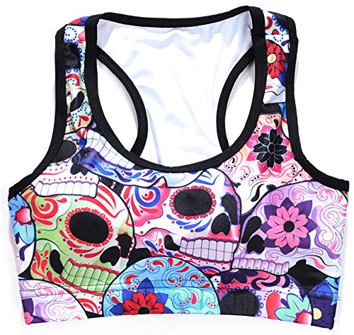 Image of Sister Amy Women's Aerobics Gym Dance Yoga Vest Printed Sports Bra Top Vest