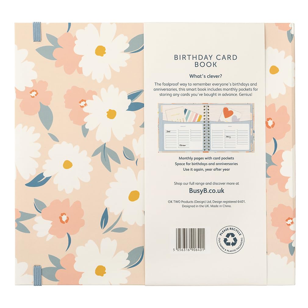 Busy B - Livret De Cartes D'anniversaire - Terrazzo - Carnet Avec Rappels D' Anniversaire, Pochettes De Rangement Pour Cartes Mensuelles