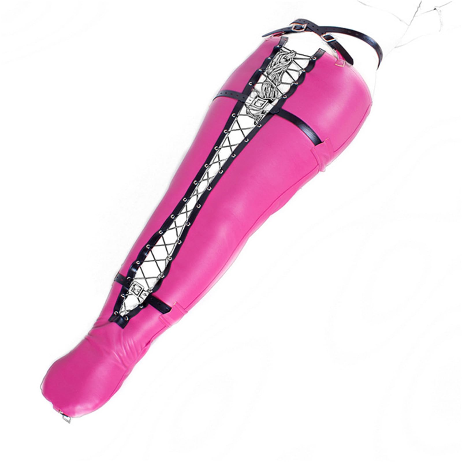 Weich Leder Beinbinder Bondage Sex Fuß Fesseln Damen Tight Zwangsjacke Bein Bondage Harness mit Verstellbarem Gurt Restraint System Rollenspiele Slave Fetisch Bett Zubehör,Rosa,M