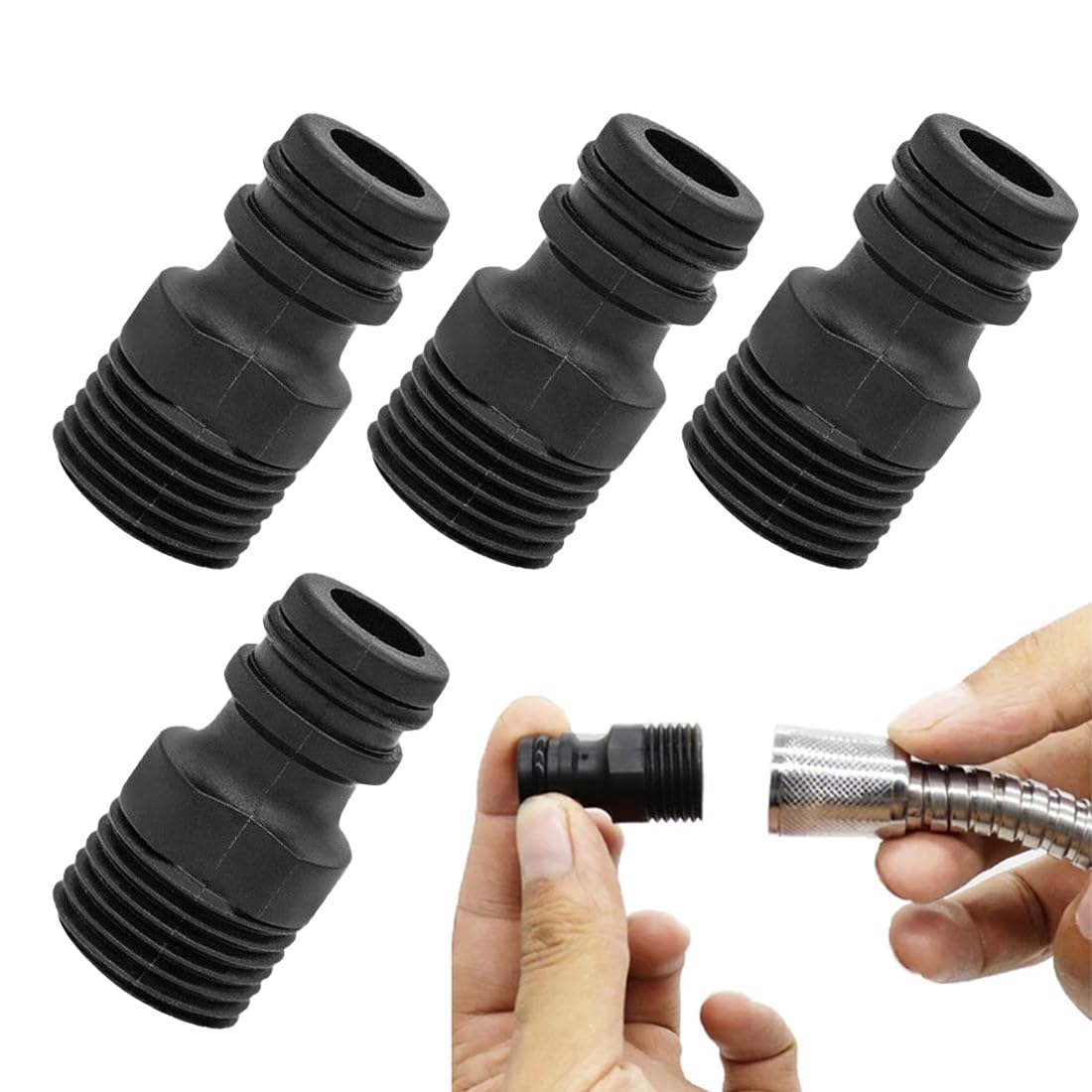 Amig Adattatore Per Rubinetto 3/4'' – Unione Maschio Con Attacco Veloce Per Tubo Da Giardino – Plastica ABS E Gomma, Grigio