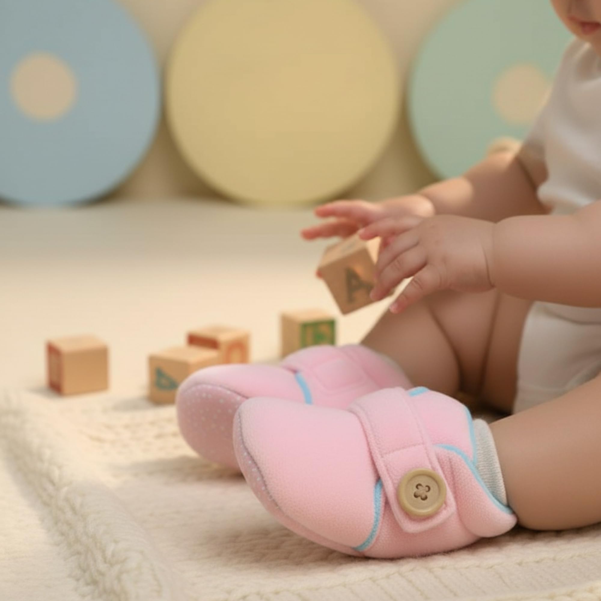 ANGAAKAR Newborn Baby Booties | Soft & Breathable Cotton Footwear for Baby Boys & Girls | Skin-Friendly, Comfortable Booties for 3-12 Months (Pink) 4