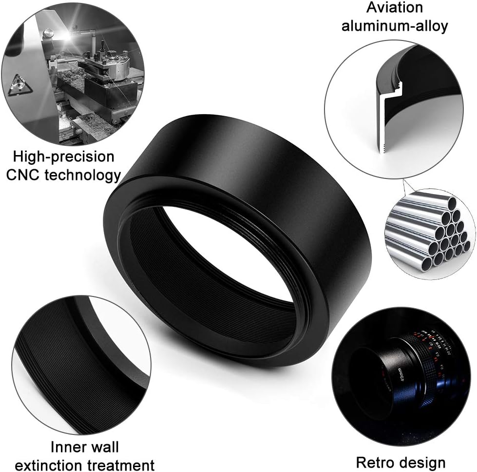 77mm Metal Standard Screw-in Standard Lens Hood Sunshade with Centre Pinch Lens Cap for Canon Nikon Sony Pentax Olympus Fuji Sumsung Leica Camera +Cleaning Cloth - Image 2