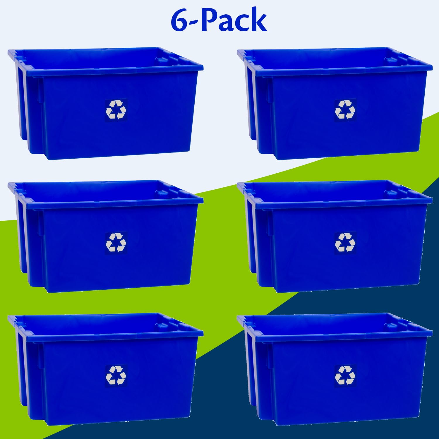 Heavy Duty Recycle Bins 6 Pack 6-Pack Heavy Duty Stackable Recycling ...