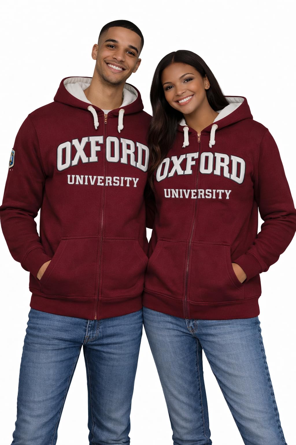 Myoxford Unisex Maroon Oxford University Licensed Zipped Hoodie | Fleece Sweatshirt With Oxford Crest Embroidery | Sizes Xs–Xl (Xs)