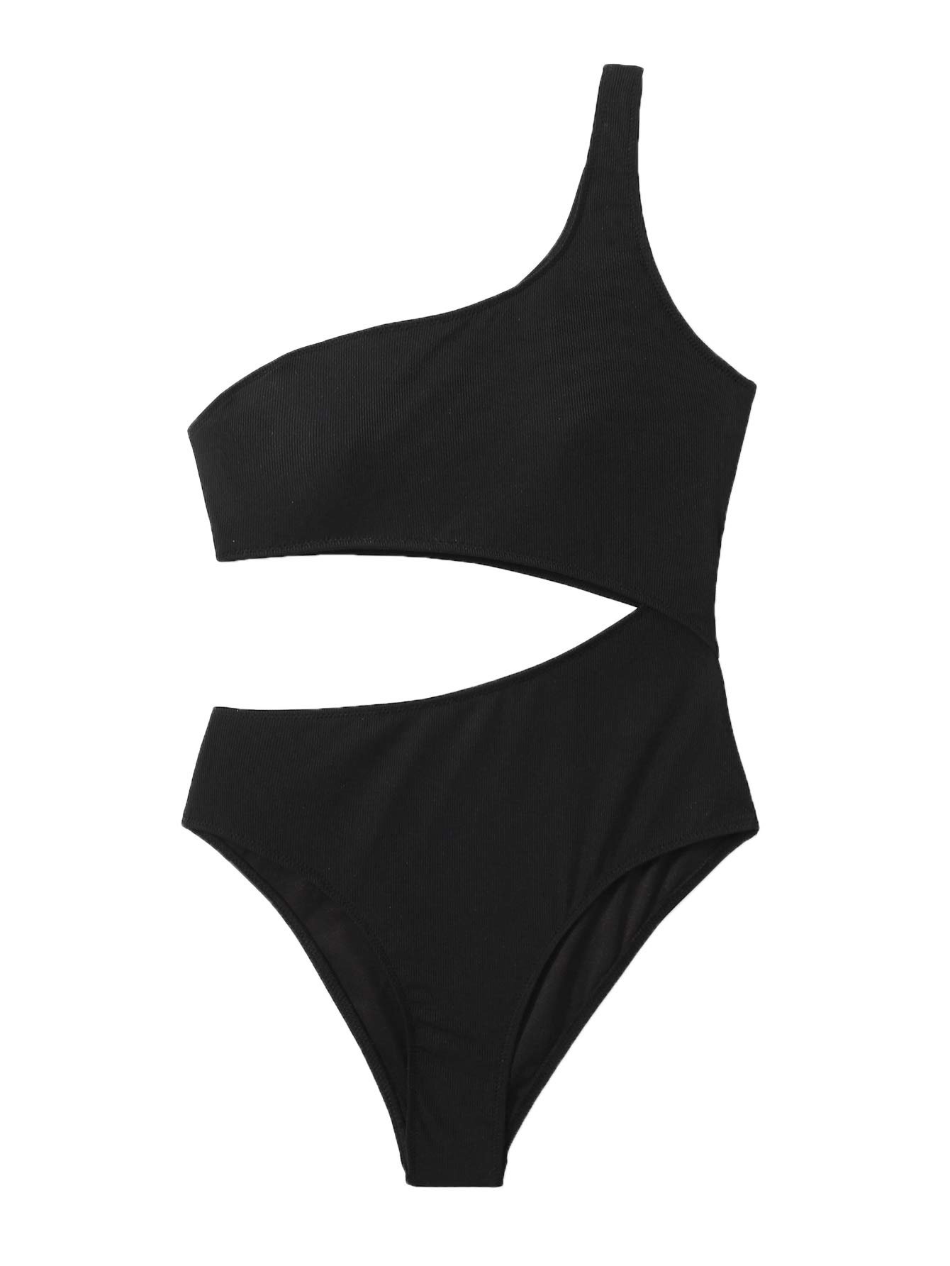 SweatyRocks Women's One Piece Swimsuit One Shoulder Cut Out Leopard Tie Waist Bathing Suits Monokini