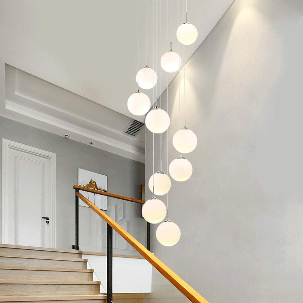 SXECAEPS Modern creative chandelier Multi Light Staircase Creative Personality Restaurant Bar Lamp Modern Minimalist Decoration LED Ball (Size : 10 Balls)