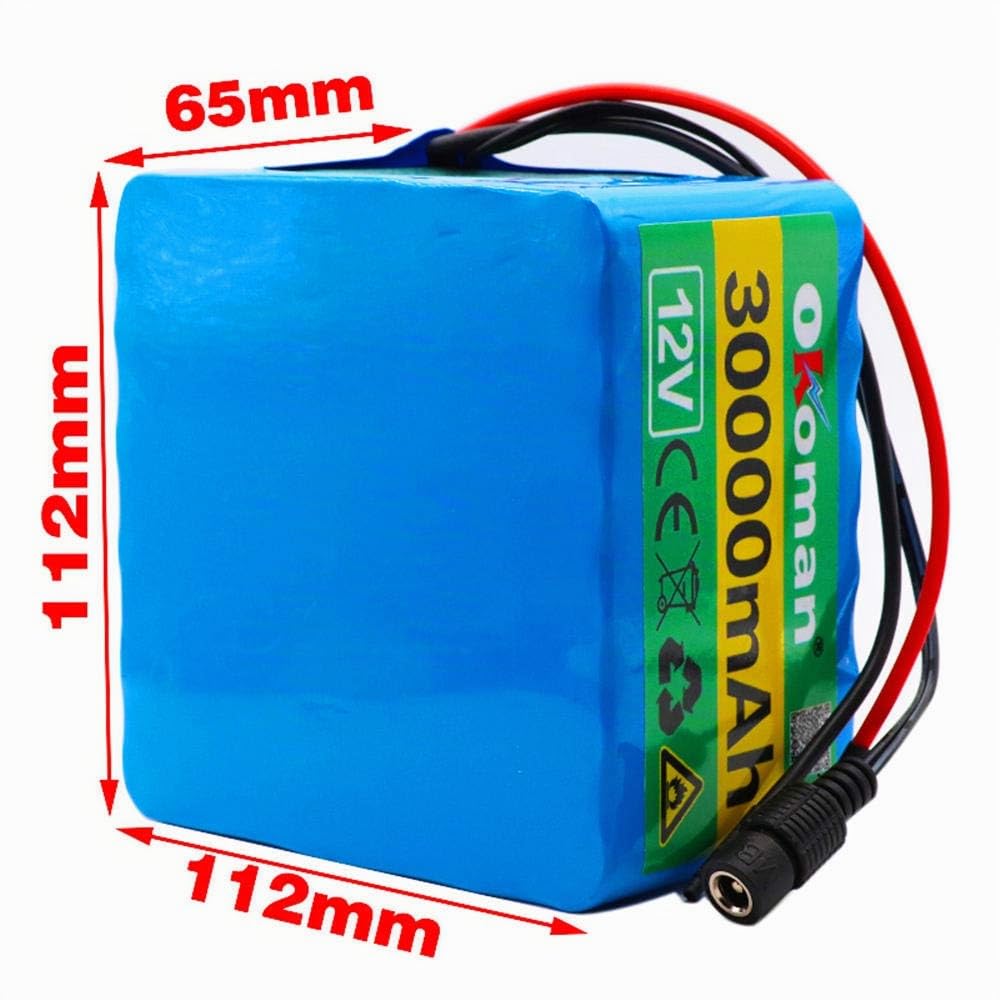 Pacco batteria al litio 12V 30Ah 3S12P per inverter lampada allo xeno Lampione stradale solare per auto ecc + caricatore