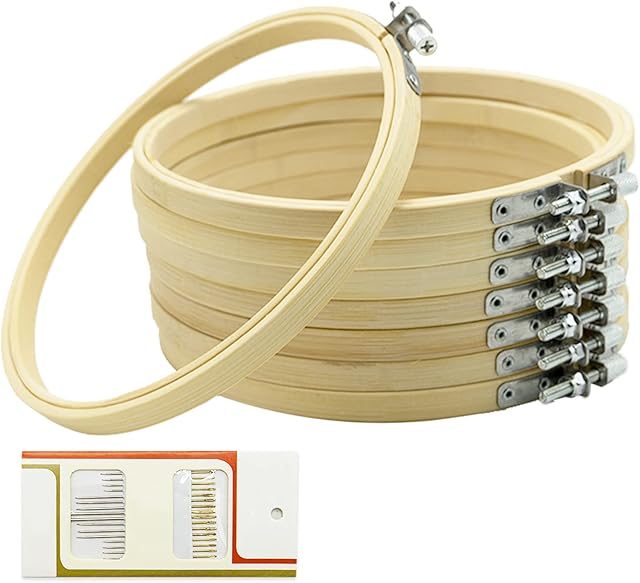 8 Pack 6 inch Mini Bamboo Circle,Embroidery Hoop Cross Stitch Hoop Ring for DIY Art Craft Handy Sewing