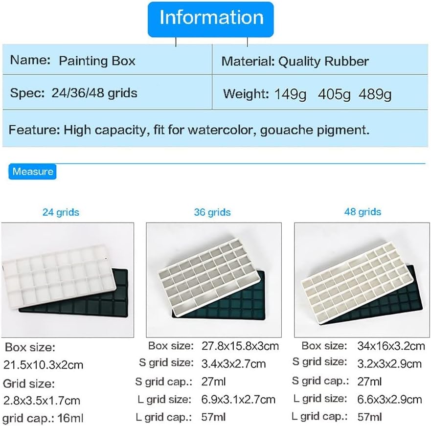 Grid Soft Cover Paint Palette Watercolor Painting Professional Acrylic