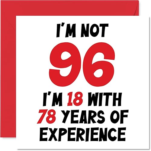 Vista 93 de Tarjeta de cumpleaños número 98 para mujeres y hombres – Not 98 I'm 18 With 80 Years Experience – Divertida tarjeta de cumpleaños noventa y ocho