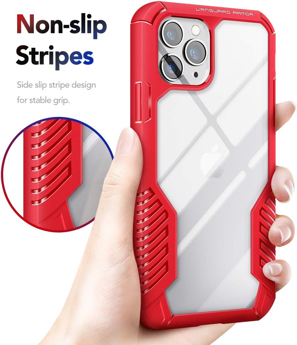 MOBOSI Vanguard Armor Designed for iPhone 11 Pro Case, Rugged Cell Phone Cases, Heavy Duty Military Grade Shockproof Drop Protection Cover for iPhone 11 Pro 5.8 Inch 2019, Red