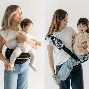 Tushbaby Grow with Me Set, Black & Gold Hip Carrier and Abstract Liftoff