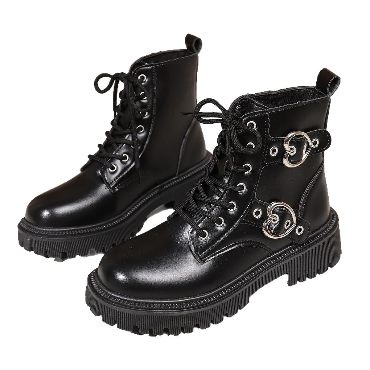 Womens Goth Punk Platform Combat Boots Lace Up Chunky Heel Ankle Booties Cosplay Fashion Punk Boots Shoes