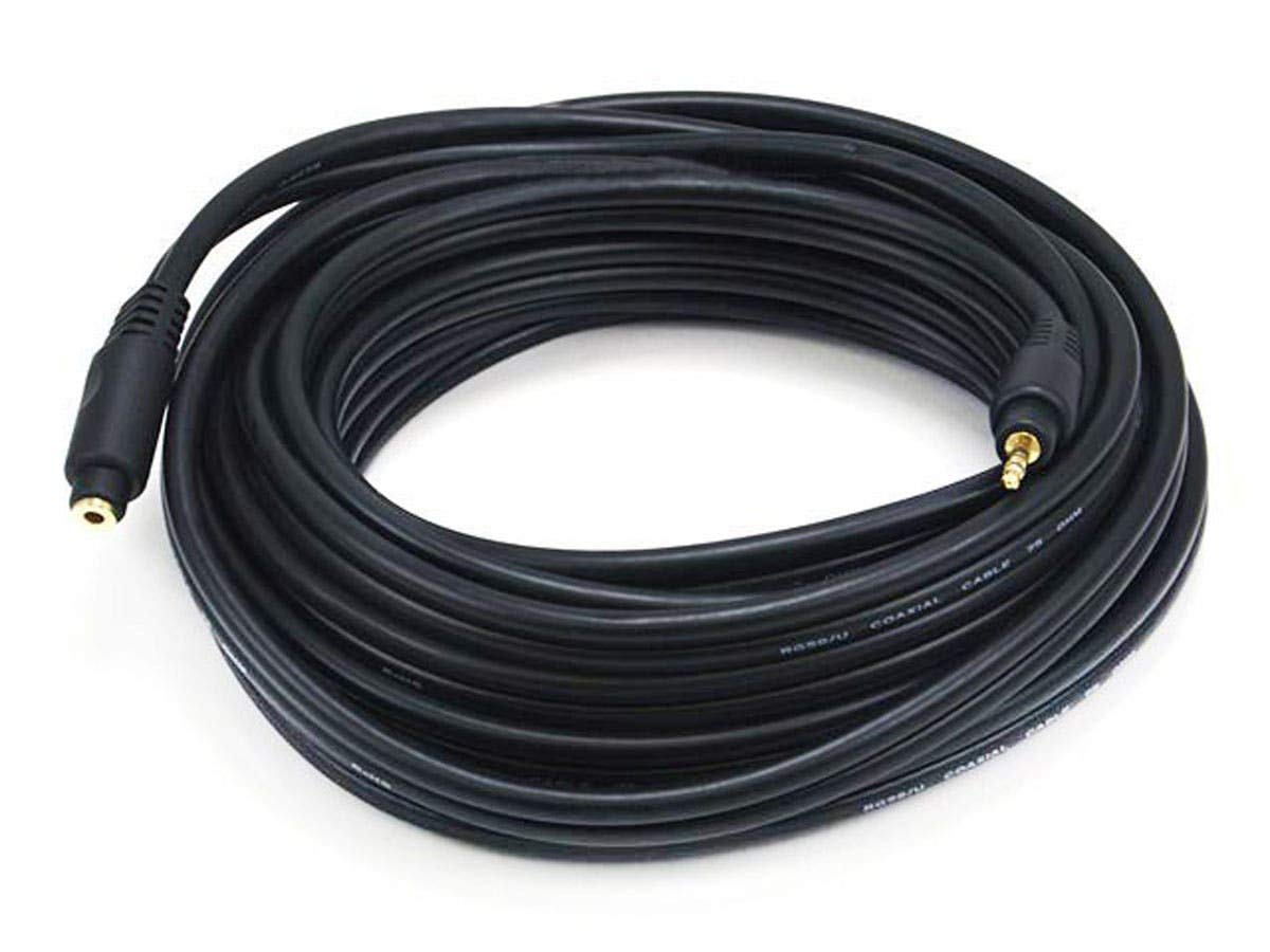 Monoprice Audio Extension Cable - Premium 3.5mm Stereo Male to 3.5mm Stereo Female, Gold Plated, 22AWG, 25 Feet, Black