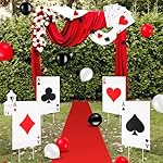 Casino Theme Party Decoration Giant Poker Yard Sign with Stakes Large Wonderland Lawn Sign for Party to Enter Car Heart Entrance Door Magician Birthday Decor Supplies(4 Sets,4 A) - Image 3