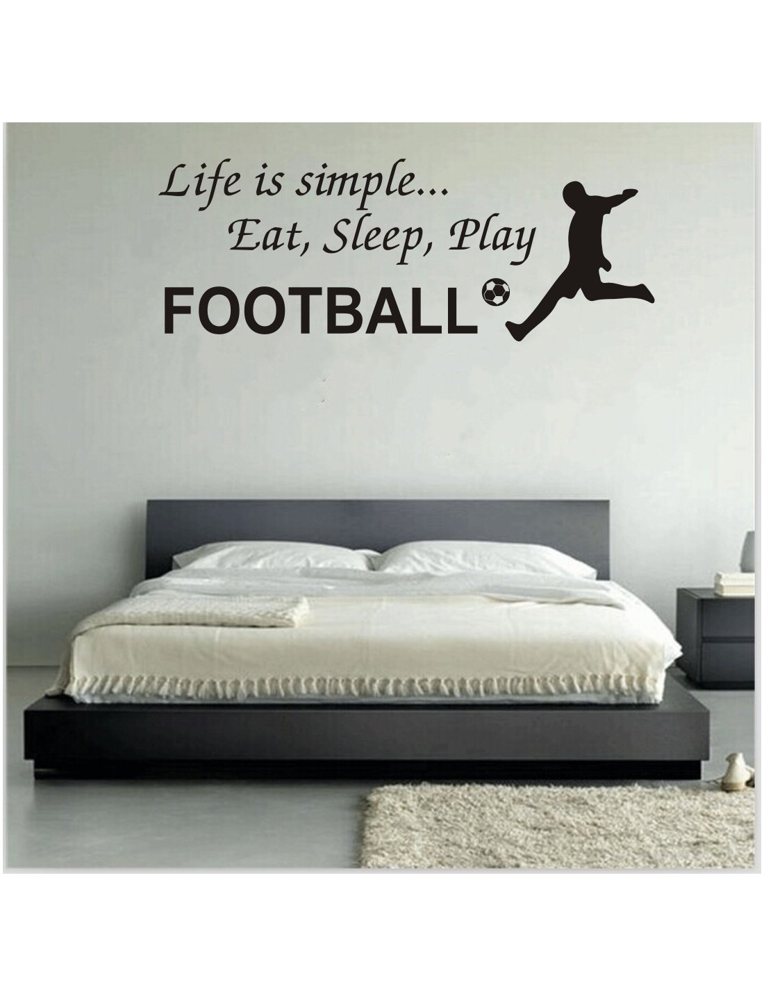 Life is simple Football Wall Quotes Player Soccer Ball