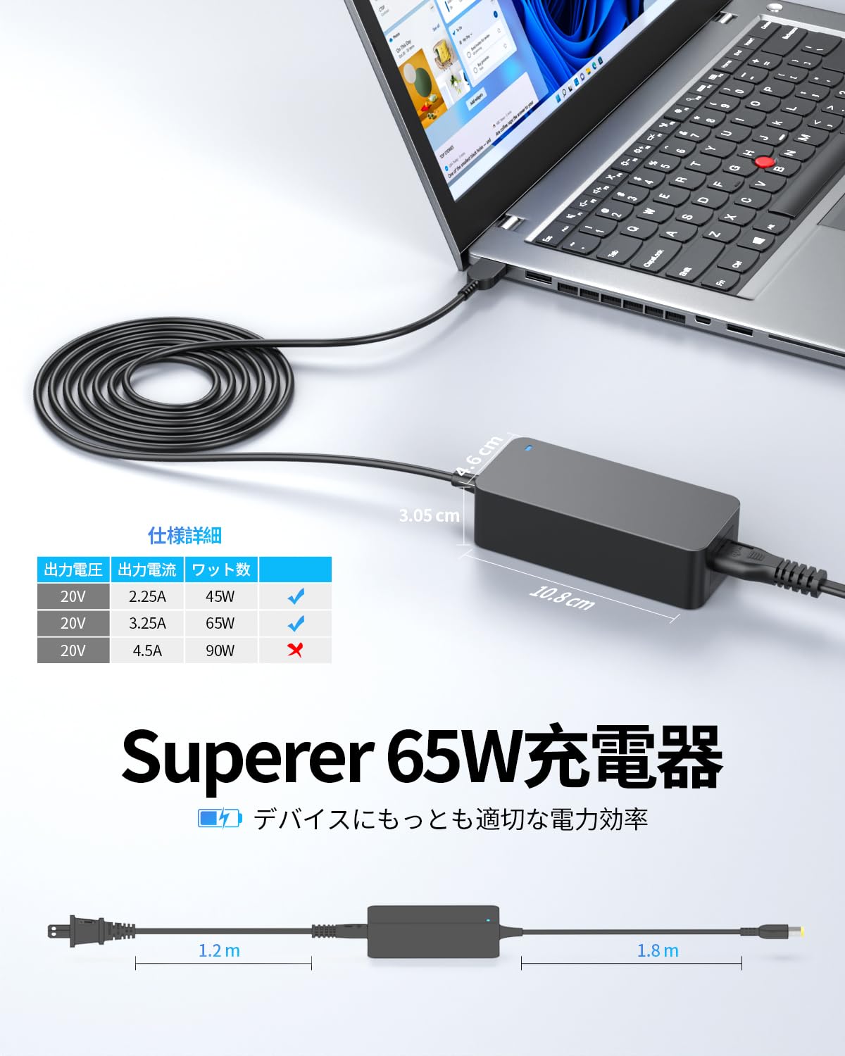 Amazon.co.jp: Superer 65W 45W 交換用 角型充電器 対応 Lenovo G50