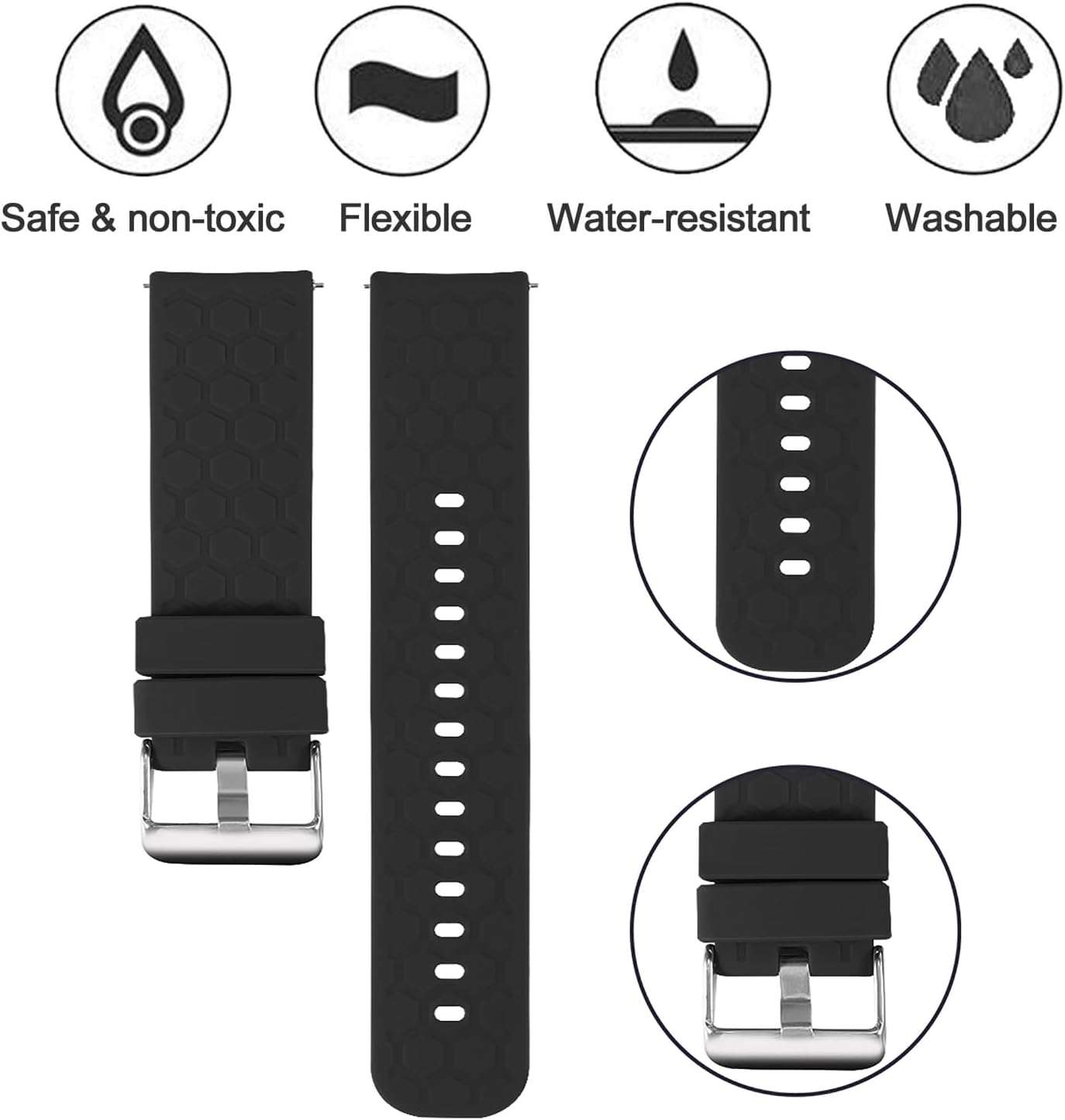 E ECSEM 6-Pack Compatible for KEEPONFIT K35 Watch Bands, Soft Silicone Replacement Straps Adjustable Sport Wristbands for KEEPONFIT K35 Smartwatch Bands for Women&Men - Image 2