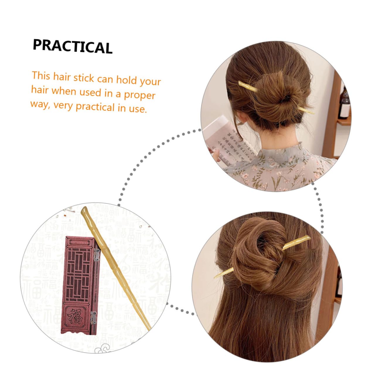 5pcs Minimalist Bamboo Hair Stick Hair Bun Pins for Women Japanese Chinese Sticks Buns for Women