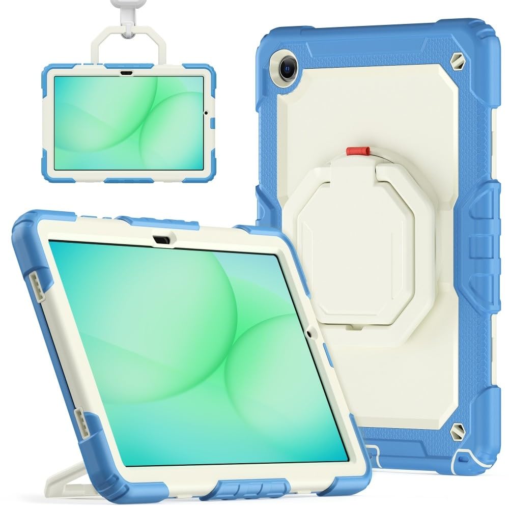 Generic Custodia compatibile con Samsung Galaxy Tab A11 8.7 SM-X133 SM-X135 (colore: blu ciano) elegante custodia rigida completa in silicone rigido con tracolla