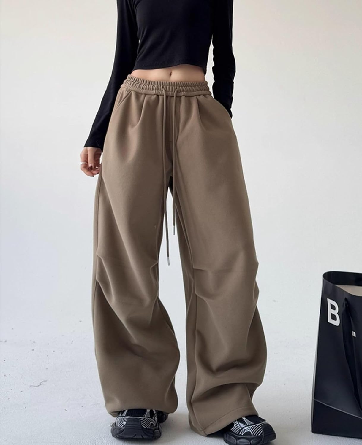 Baggy Sweatpants for Women Men Wide Leg Casual Drawstring Sweat Pants Trendy Athletic Grunge Clothes - Image 2