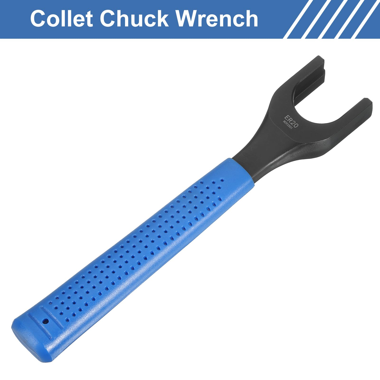 uxcell ER20 O-Type Collet Chuck Wrench Spanner 40CrV Integral Type Nut Spanner with Non-Slip Handle for Clamping Nut Milling Machine Lathe Chuck Holder Tools - Image 3