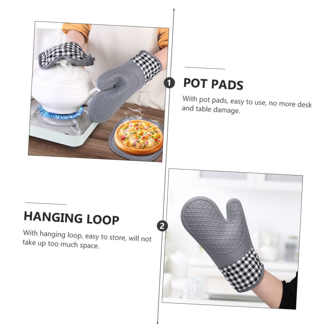 Manique de Four Isolée en Silicone, Lot de 1 Set de Set, Épaisse