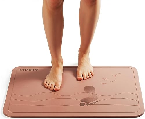 Miniatura 10 de Homerz Tapete de baño de piedra de alta calidad, tapete de baño de tierra de diatomeas absorbente de roca para baño, tapete de secado de piedra