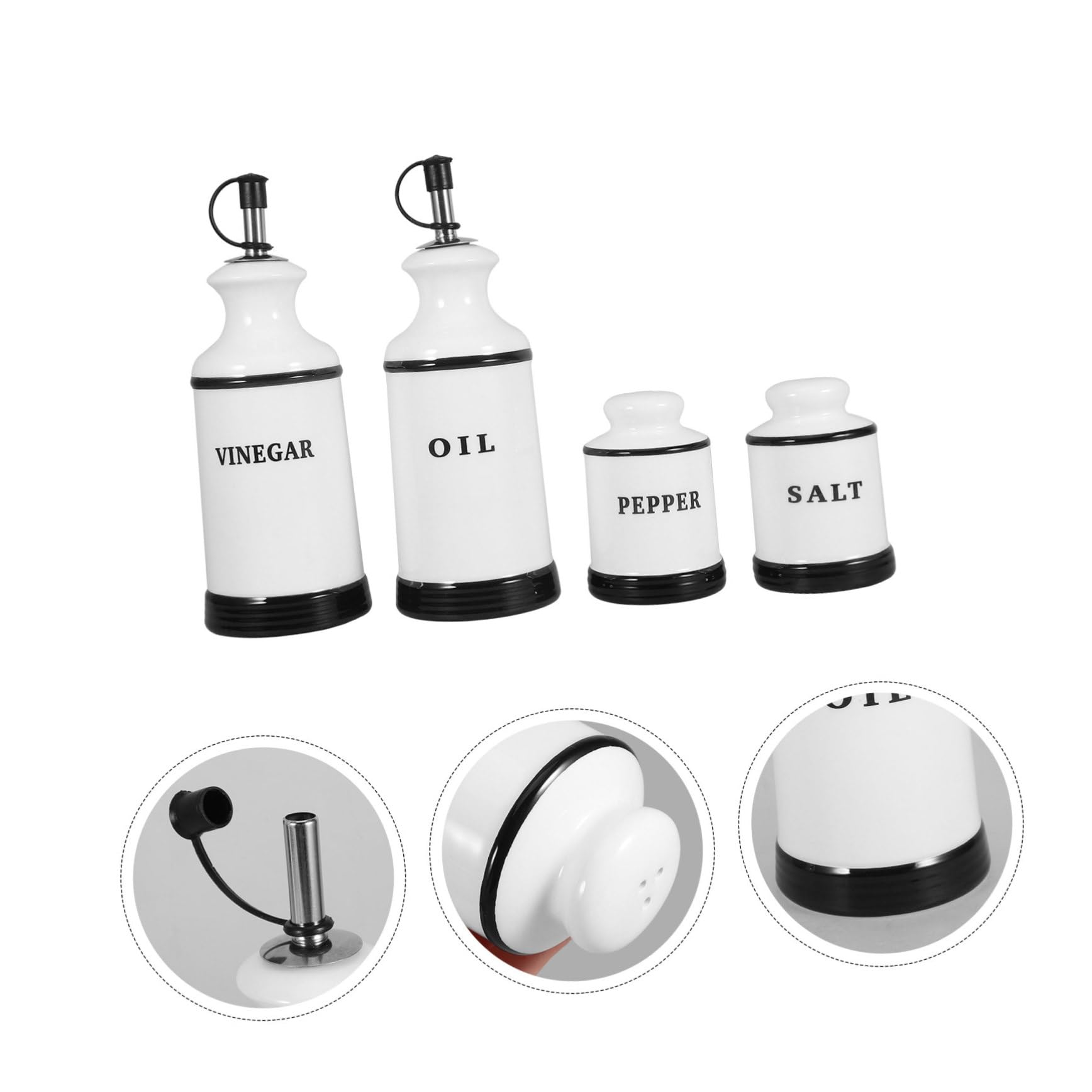 4pezzi Contenitore in Dispenser Aceto e Olio Bottiglia Condimento per Insalata e Design Artistico per
