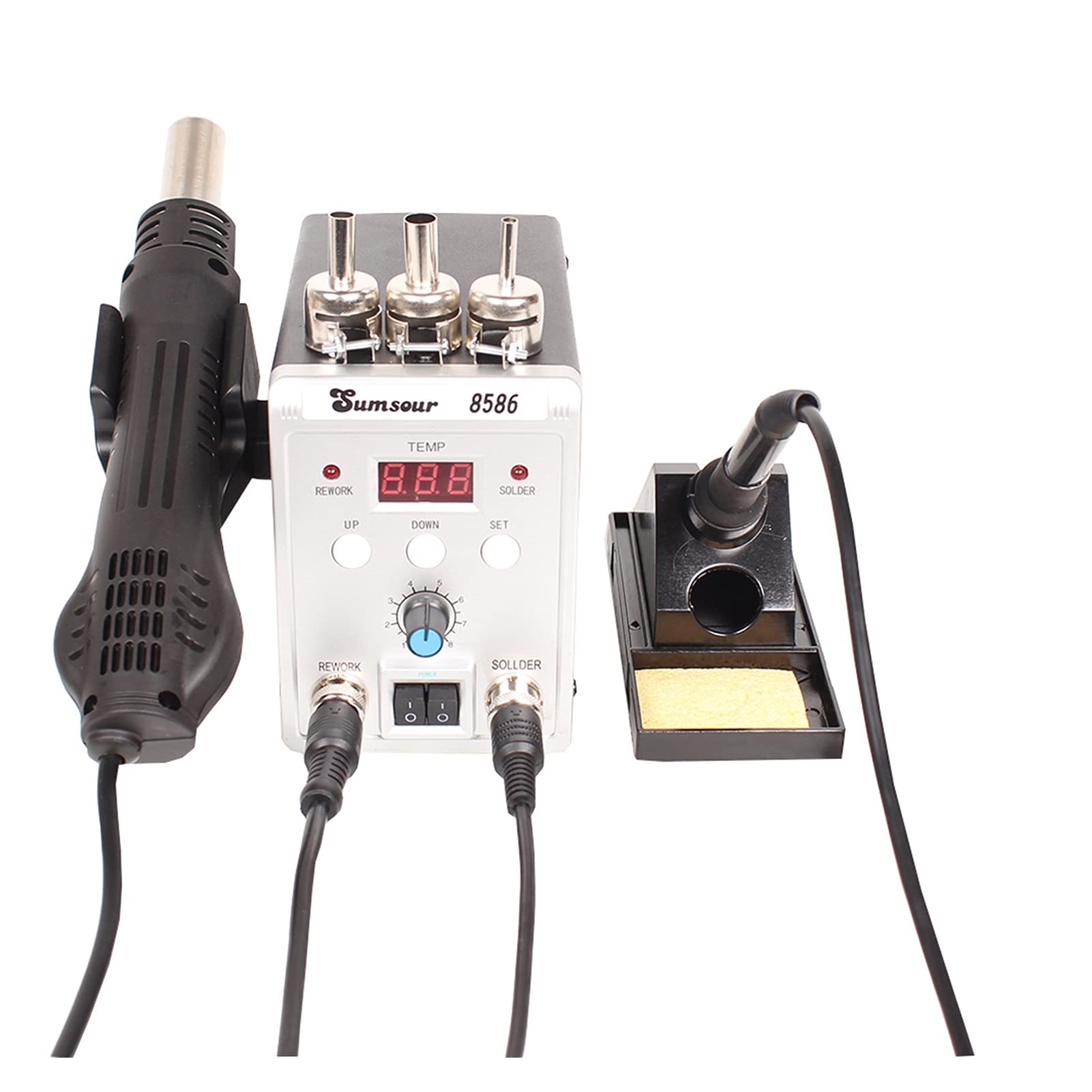 Stazione di saldatura, Stazione di saldatura 8586 2-in-1 di saldatura elettrica Irons aria calda di calore 76 0W SMD Rilavorazione dissaldatura saldatura Kit Strumenti di riparazione