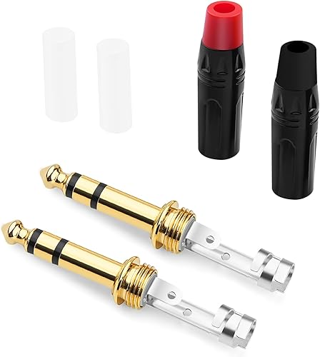 Miniatura 2 de Enchufe TRS de 14 de pulgada, paquete de 4 conectores de audio estéreo GOSYSONG de un cuarto de pulgada tipo de soldadura, resistente chapado en oro