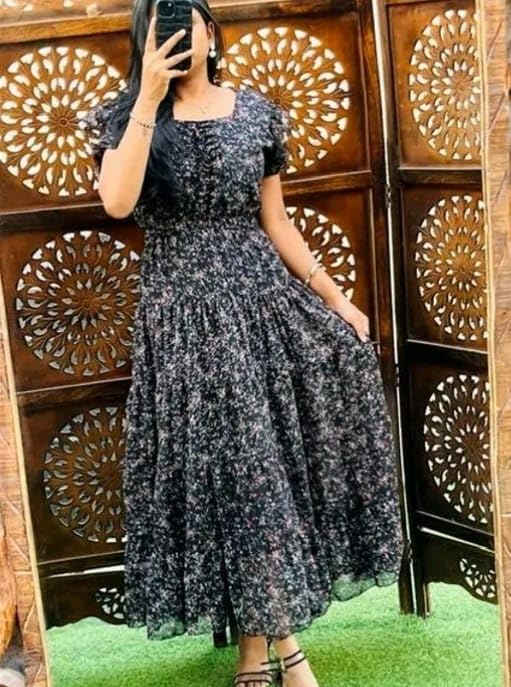 Image of Elegant Women's Georgette A-Line DressSS