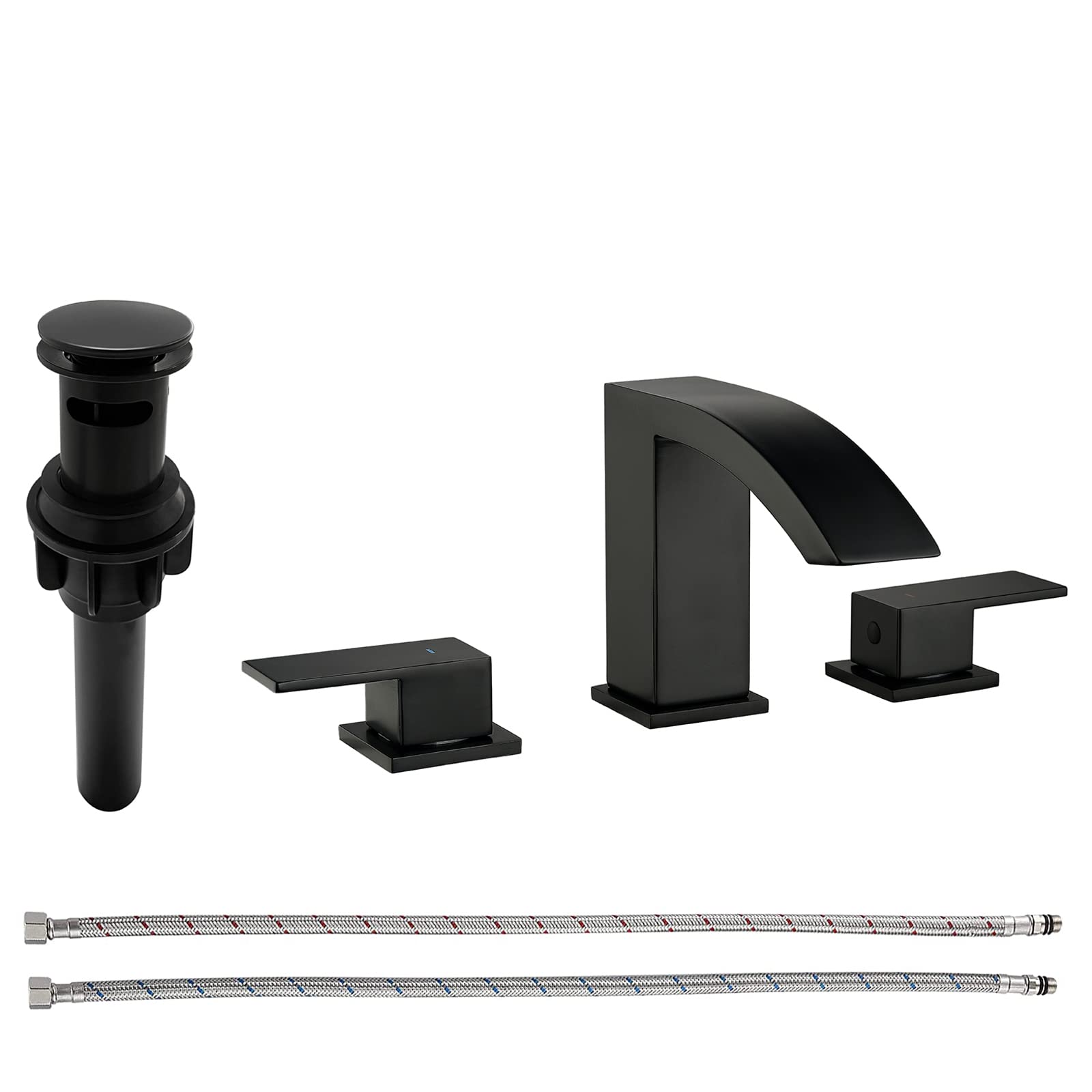 Robinet Cascade Matte Black Waterfall Bathroom Faucets For Sink 3 Hole 8  Inch Waterfall Bathroom Faucet