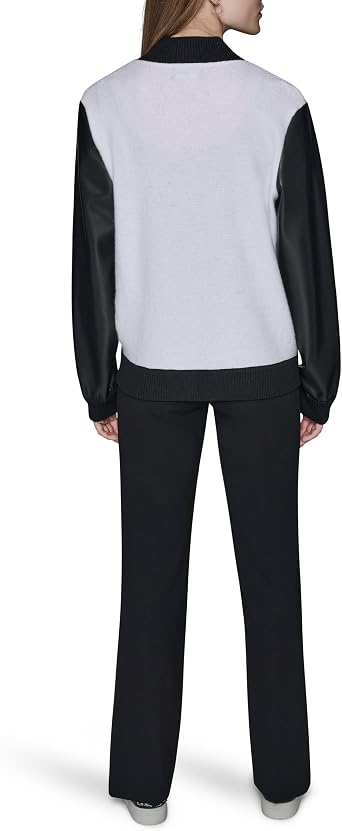 KARL LAGERFELD Women's Long Sleeve Varsity Logo Patches Jacket