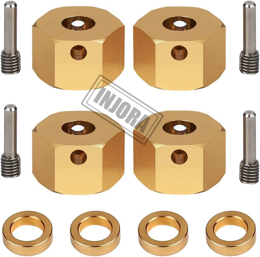 INJORA RC Wheel Hex 12mm 4pcs RC Brass Hex Adapters for 1/10 RC Crawler Axial SCX10 III AXI03007 Capra 1.9 UTB AXI03004(6mm)