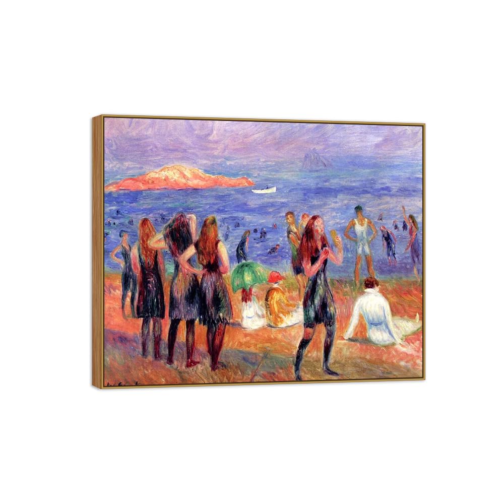 SDYSKKUG William Glackens Canvas Wall Art Prints for Living Room. Island 48x40cm Wood Frame