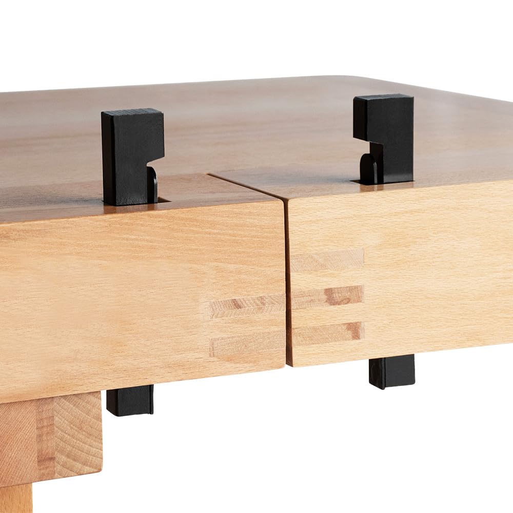 BAMATO Hobelbank WORK-2100 Buchenholz Werkbank Massivholz Werkstatt Tisch | Robuste Massivholz-Werkbank aus Buche mit 82,5cm Arbeitshöhe | 2 stabile Spannzangen & geräumige Schublade für Werkzeuge