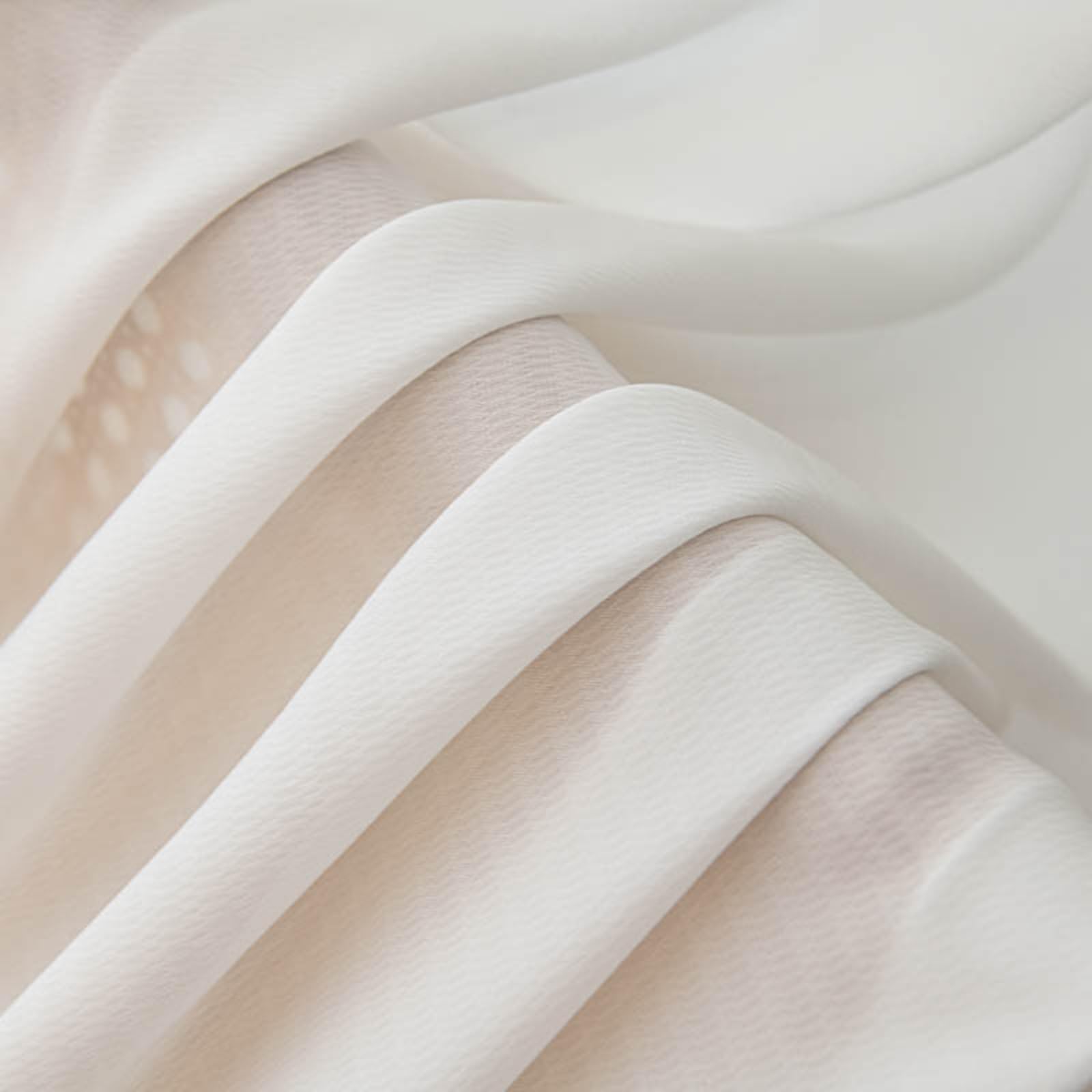 Rideau Fenêtre Semi Transparent 132x214, Rideaux Voilage pour Chambre Polyester Aspect Fil Blanc, Oeillet, Lot de 2