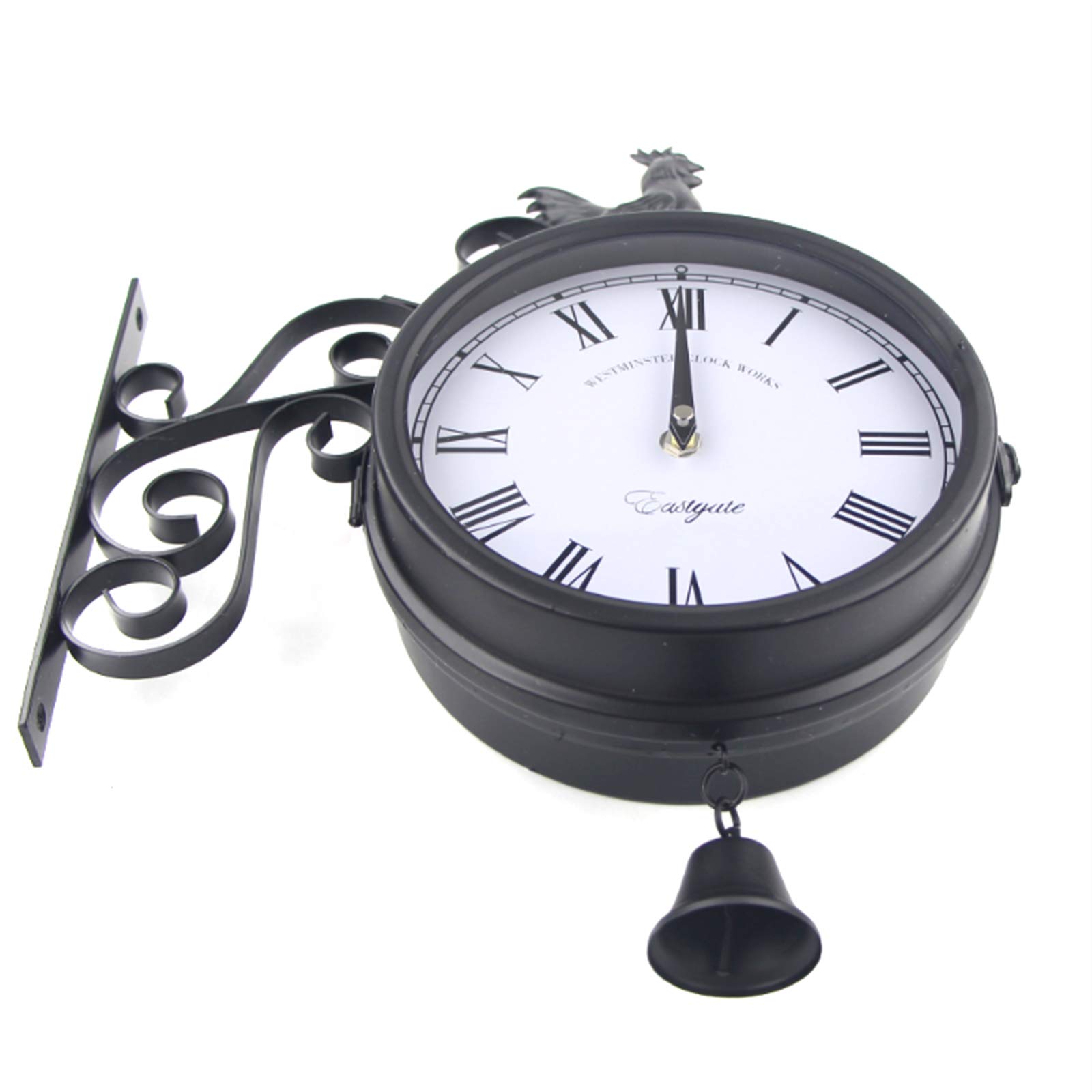 Reloj de jardín resistente a la intemperie, para exteriores y vintage, resistente a la intemperie, 20 cm, esfera de doble cara con soporte de pared y movimiento silencioso, reloj de jardín