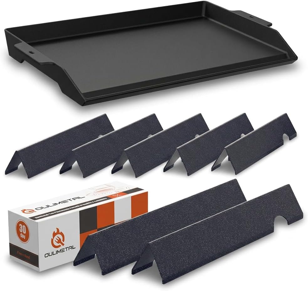 QuliMetal Updated Cast Iron Griddle for Gas Grill, Flavorizer Bars for Weber GS4 Genesis 2 E-410/E-415/E-435, Grill Parts for Weber Genesis II LX E-440 Series Gas Grills
