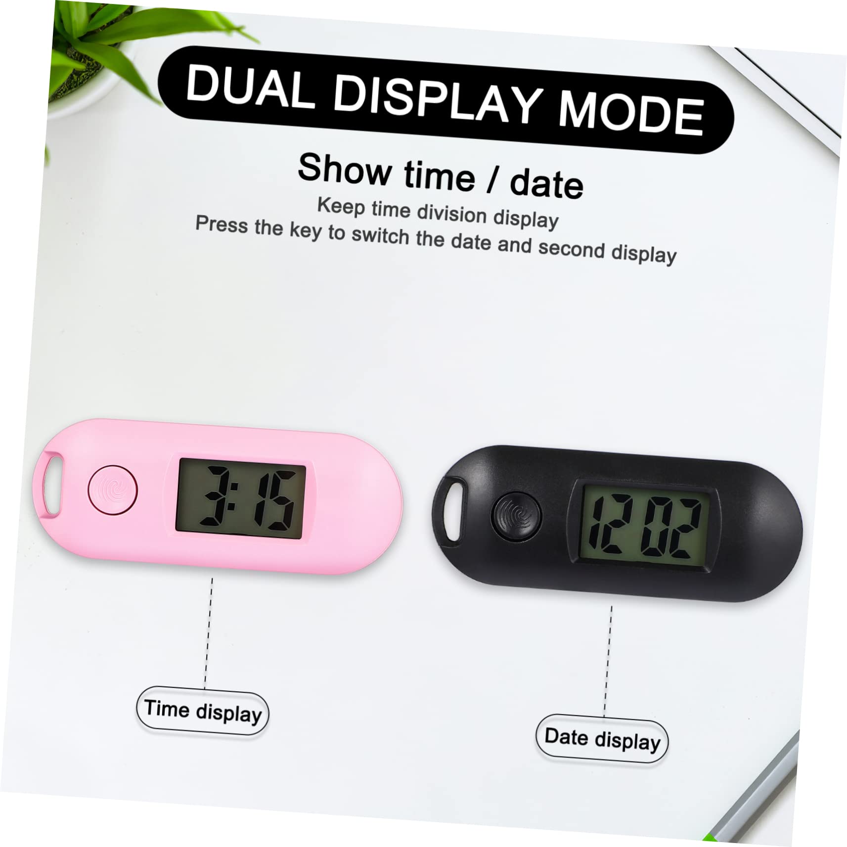 NUOBESTY Relojes De Silenciosos Luminiscentes Verde Azul Negro Rosa Gris para Estudiantes Exámenes Y Piezas X 3