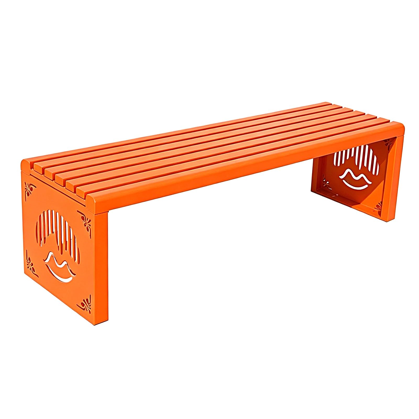 Panchina da Esterno Resistenti Alle Intemperie Panchina da Giardino 2 Posti Panca da Esterno in Acciaio Zincato per Parchi Centri Commerciali Portata Massima 200kg(Orange,100x40x45cm)