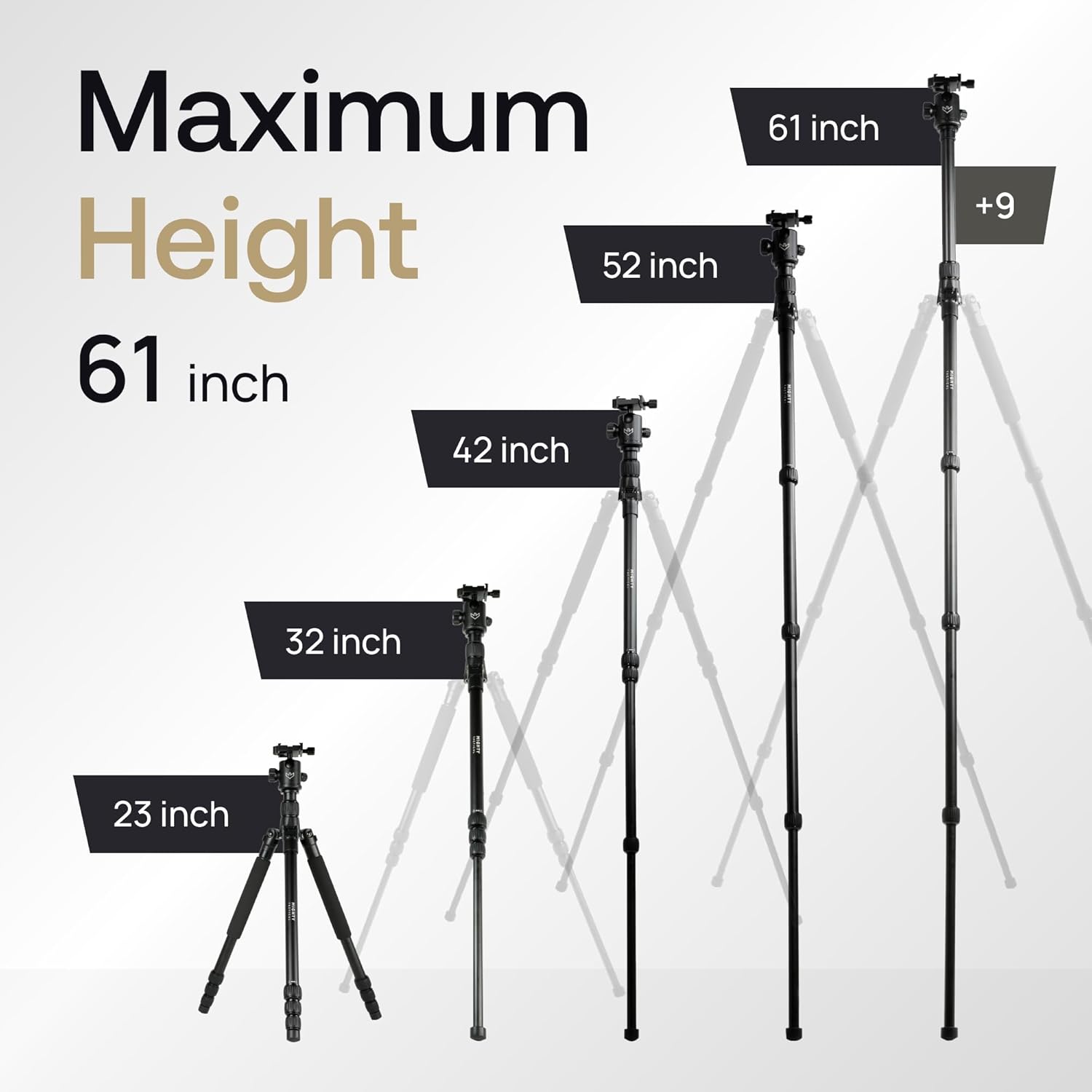 Hunting Tripod 303 with Picatinny Rail Adapter – Lightweight Aluminum, 155cm Max Height, 10KG Load, Quick-Release Mount, 360° Pan, Spiked Feet, Carry Bag Included