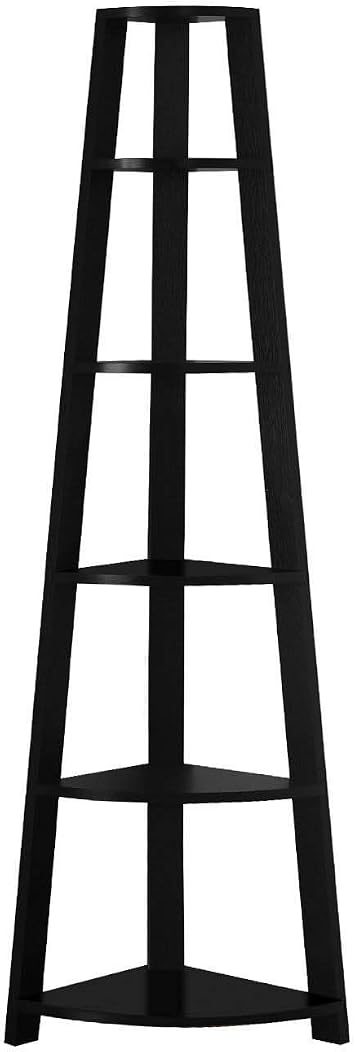 Offex Contemporary 72" H Corner Accent Etagere Bookcase - Black