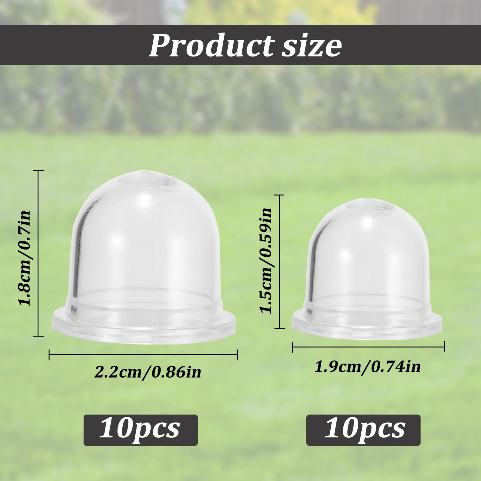 EASONGEE 20pcs Primer Bulb, 19mm & 22mm Universal Petrol Fuel Primer Bulb, Rubber Pump Bulb Carburetor Oil Cup Cover for Lawn Mower Blower Strimmer Cutter Hedge Trimmer Chainsaw - Image 2