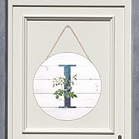 Vista 124 de Welcome Sign for Wall Initial Letter C Blue Round Wood Signs Monogram White Floral Wood Plaque Fresh Flowers 12in Mid Century Home Wall Decor for